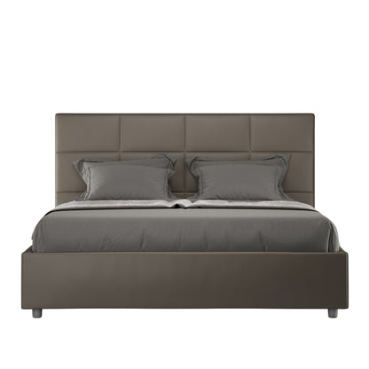 Letto con Testata a scelta tra giroletto, contenitore o con rete a doghe in similpelle Cappuccino - 120x190 Piazza e mezzo standard - JoyShop Materassi