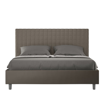 Letto con testata a scelta tra giroletto, contenitore o con rete a doghe in similpelle cappuccino - 80x190 singolo standard - JoyShop materassi