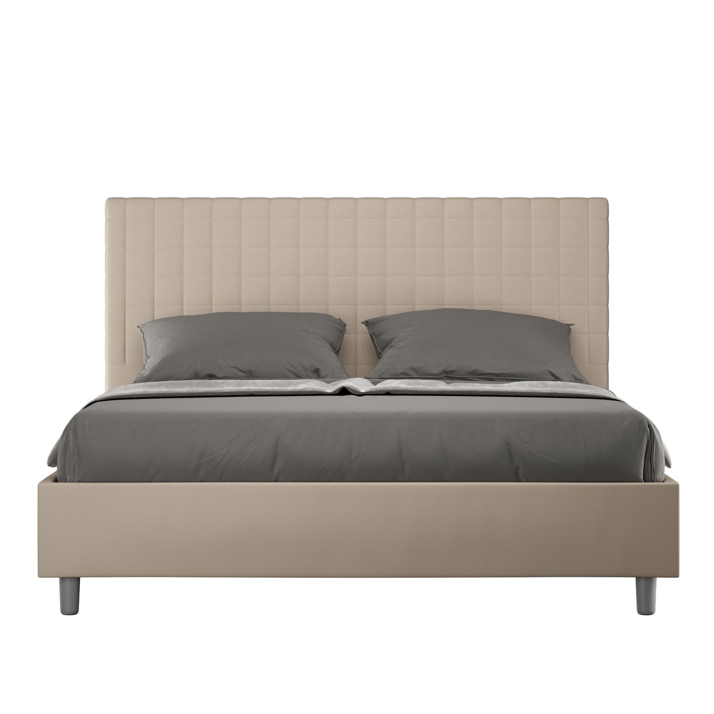 Letto con Testata a scelta tra giroletto, contenitore o con rete a doghe in similpelle Tortora - 80x190 Singolo standard - JoyShop Materassi