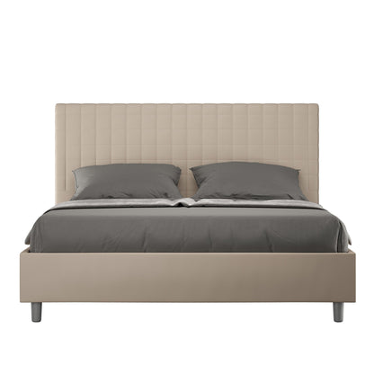 Letto con Testata a scelta tra giroletto, contenitore o con rete a doghe in similpelle Tortora - 80x190 Singolo standard - JoyShop Materassi