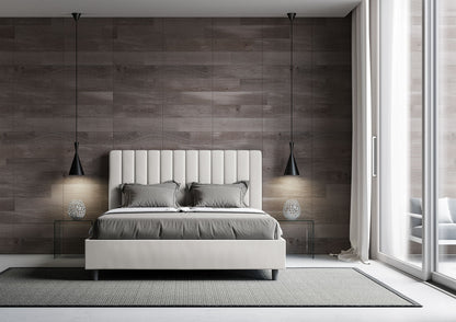 Letto con testata a scelta tra giroletto, contenitore o con rete a doghe in similpelle bianco - 120x190 piazza e mezzo standard - JoyShop Materassi