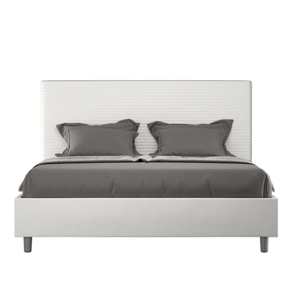 Letto con cabecera con opción de canapé, contenedor o con somier de lamas en similpiel blanca - 80x190 estándar individual - JoyShop Colchones
