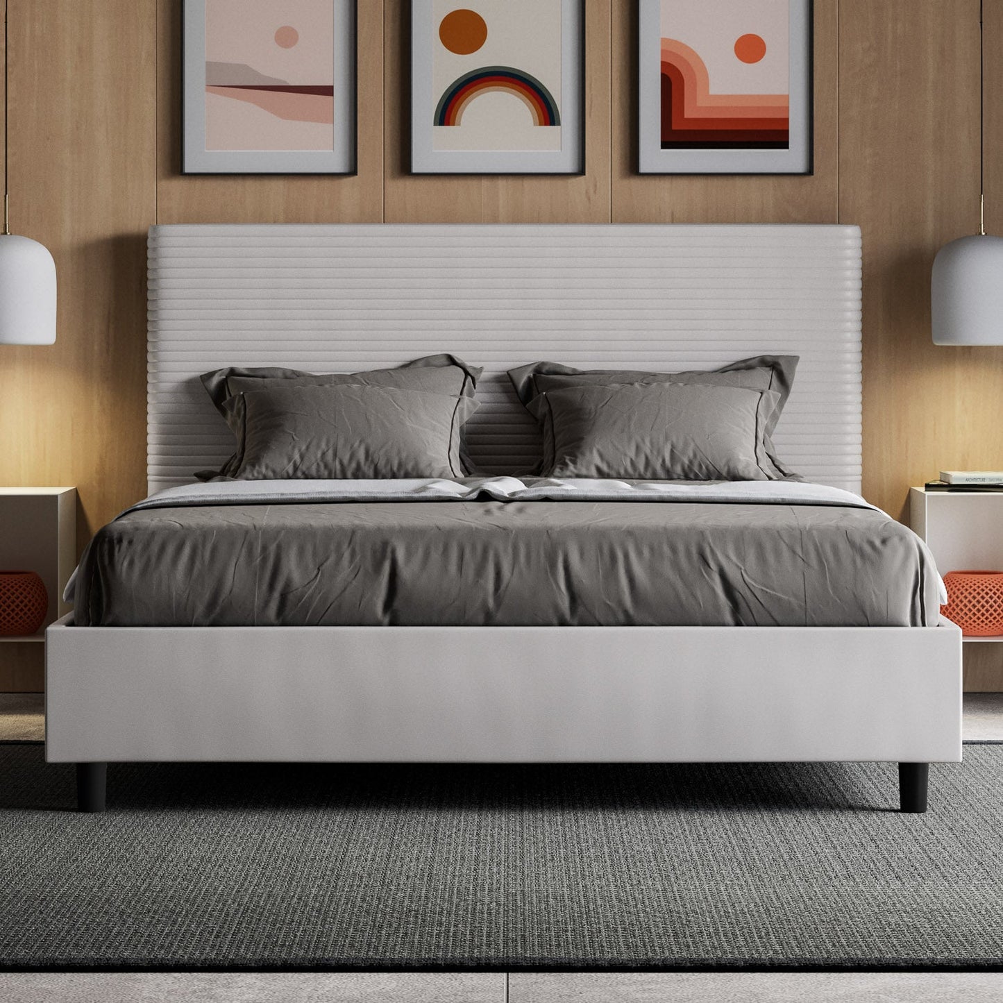 Letto con cabecera con opción de canapé, contenedor o con somier de lamas en similpiel blanca - 80x190 estándar individual - JoyShop Colchones
