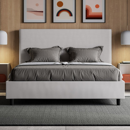 Letto con cabecera con opción de canapé, contenedor o con somier de lamas en similpiel blanca - 80x190 estándar individual - JoyShop Colchones