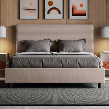 Letto con testata a scelta, giroletto, contenitore o con rete a doghe in similpelle tortora - 80x190 estándar individual - JoyShop Materassi