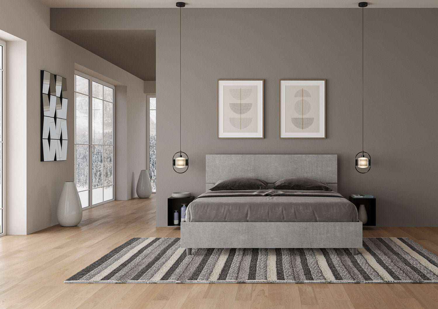 Letto Dama Cemento – Nobilitato, Testata Dritta o Inclinata - JoyShop Materassi 2
