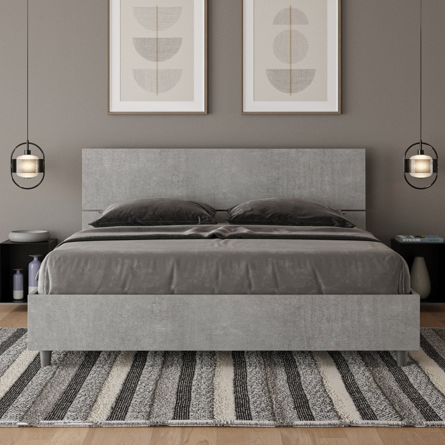 Letto Dama Cemento – Nobilitato, Testata Dritta o Inclinata - JoyShop Materassi 1