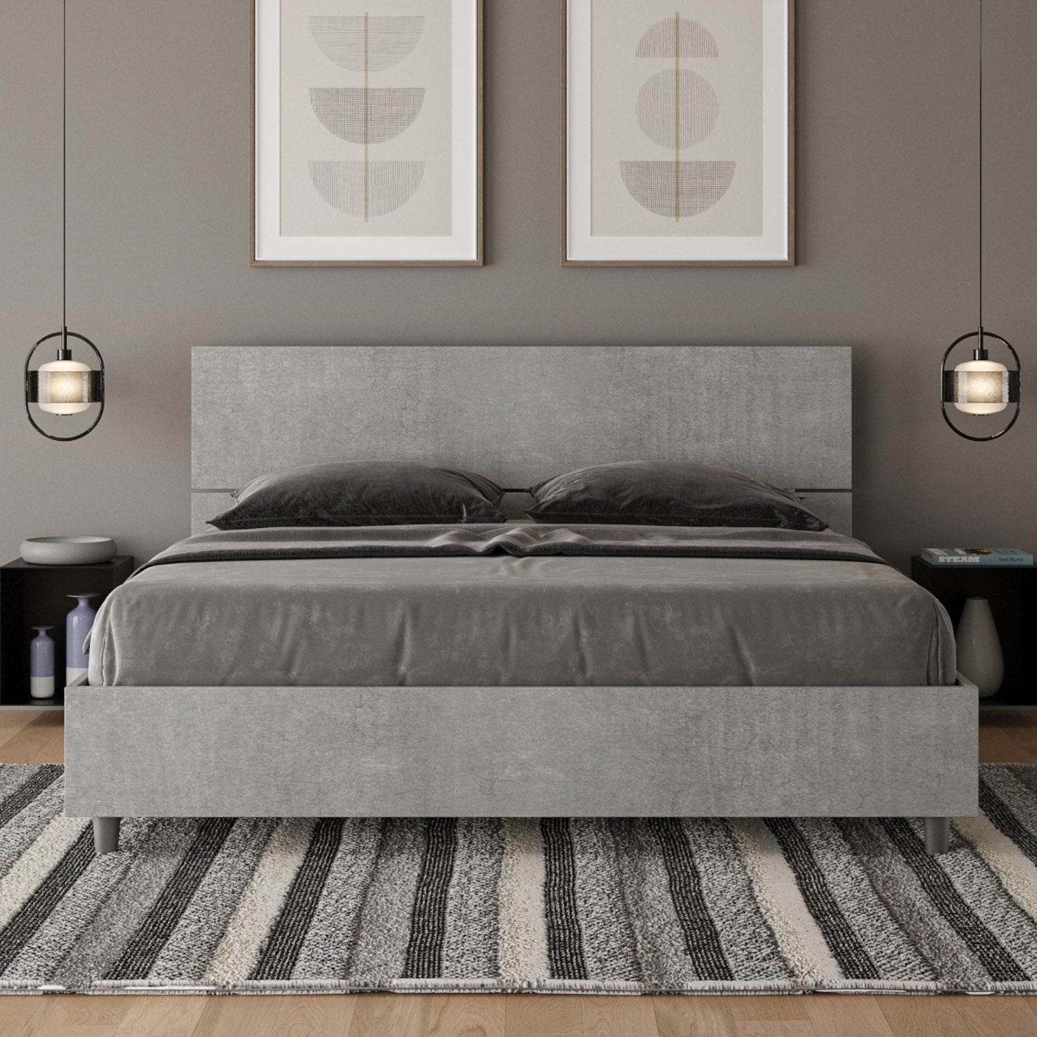 Letto Dama Cemento – Nobilitato, Testata Dritta o Inclinata - JoyShop Materassi 1