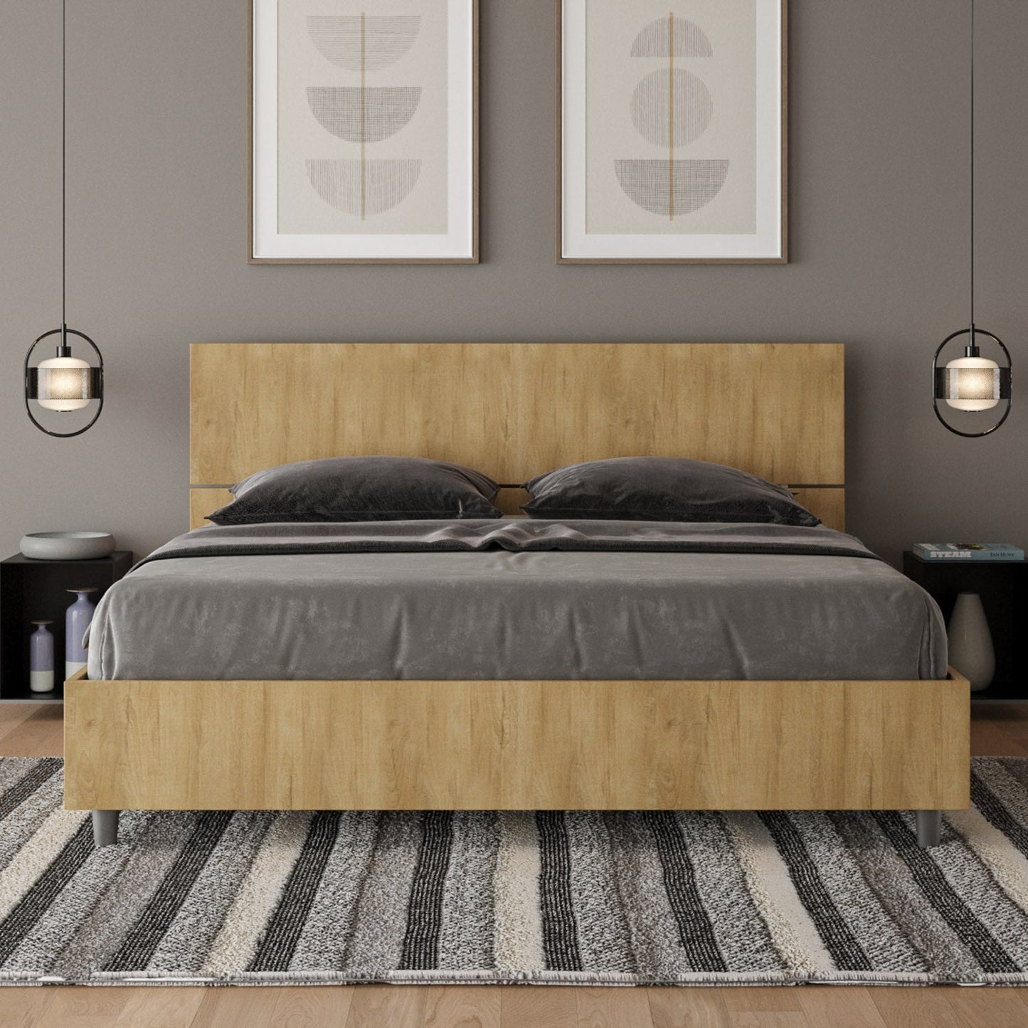 Letto Dama Quercia – Nobilitato, Testata Dritta o Inclinata - JoyShop Materassi 1