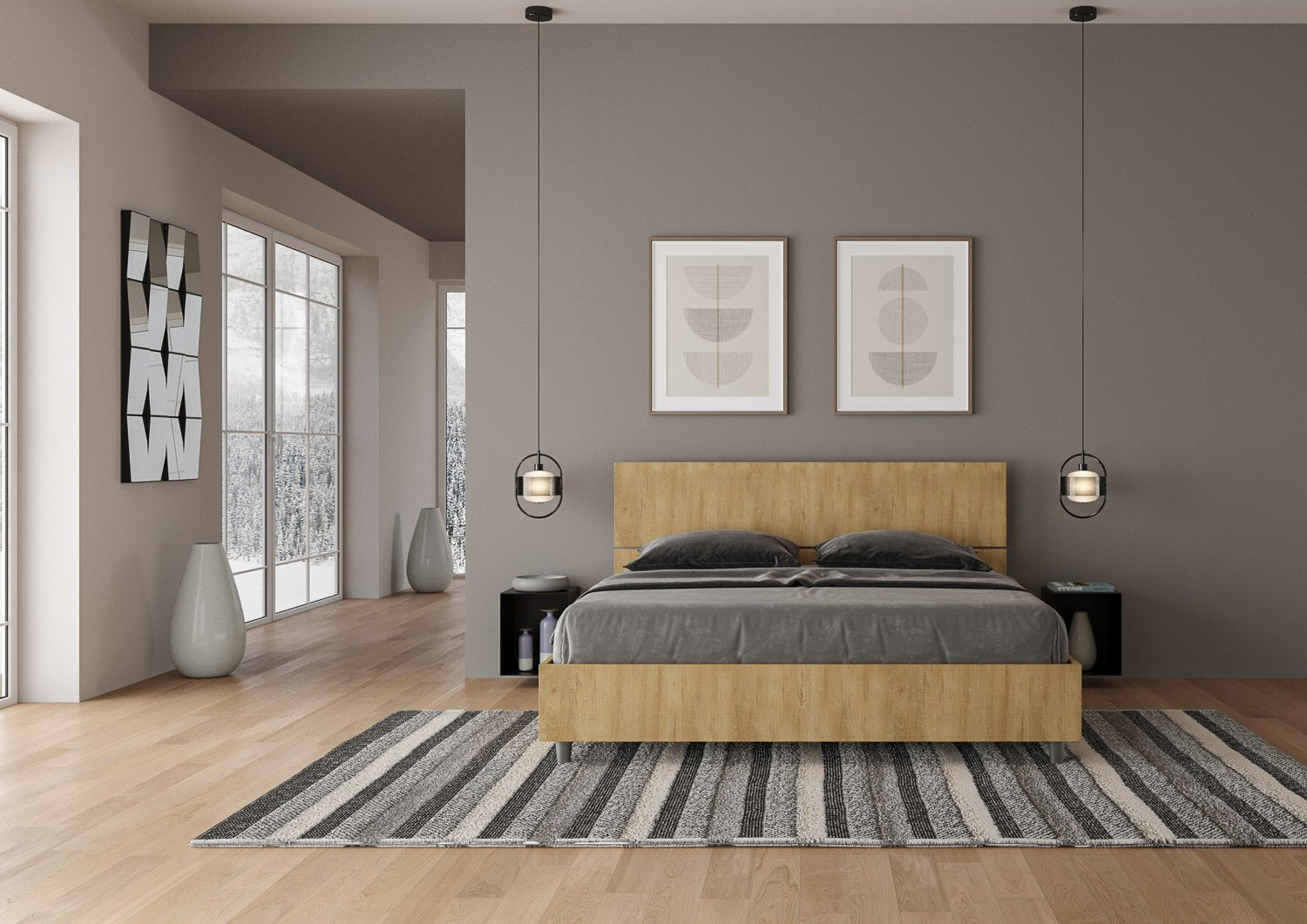 Letto Dama Quercia – Nobilitato, Testata Dritta o Inclinata - JoyShop Materassi 2