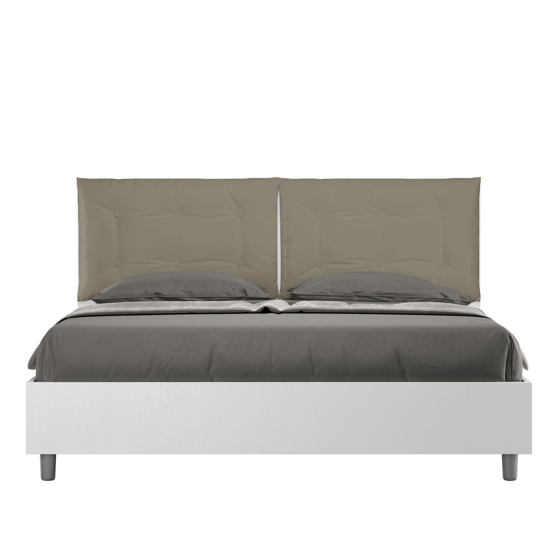 Letto Eco Annalisa Bianco Frassino Testata Cappuccino - vista sfondo bianco