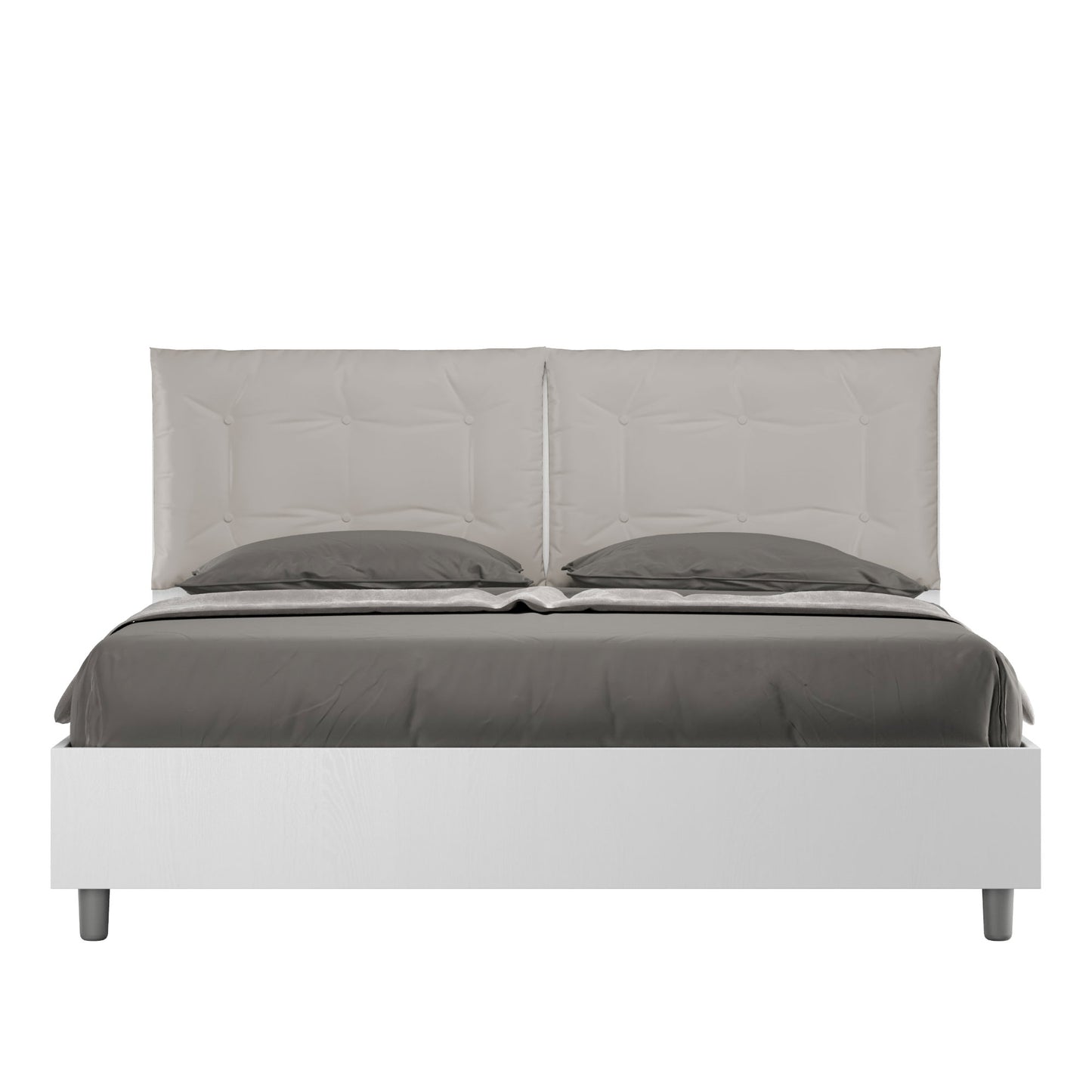 Letto Eco Annalisa Bianco Frassino Testata Tortora - vista sfondo bianco