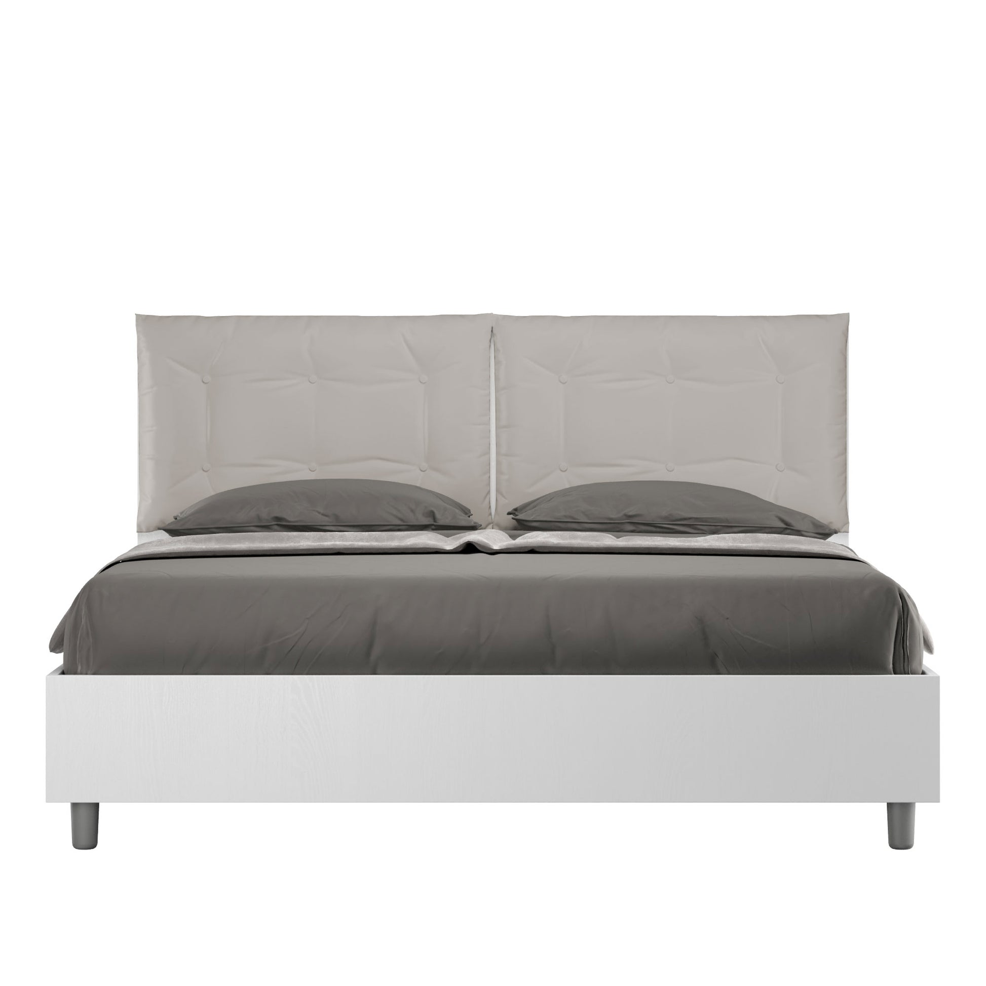 Letto Eco Annalisa Bianco Frassino Testata Tortora - vista sfondo bianco