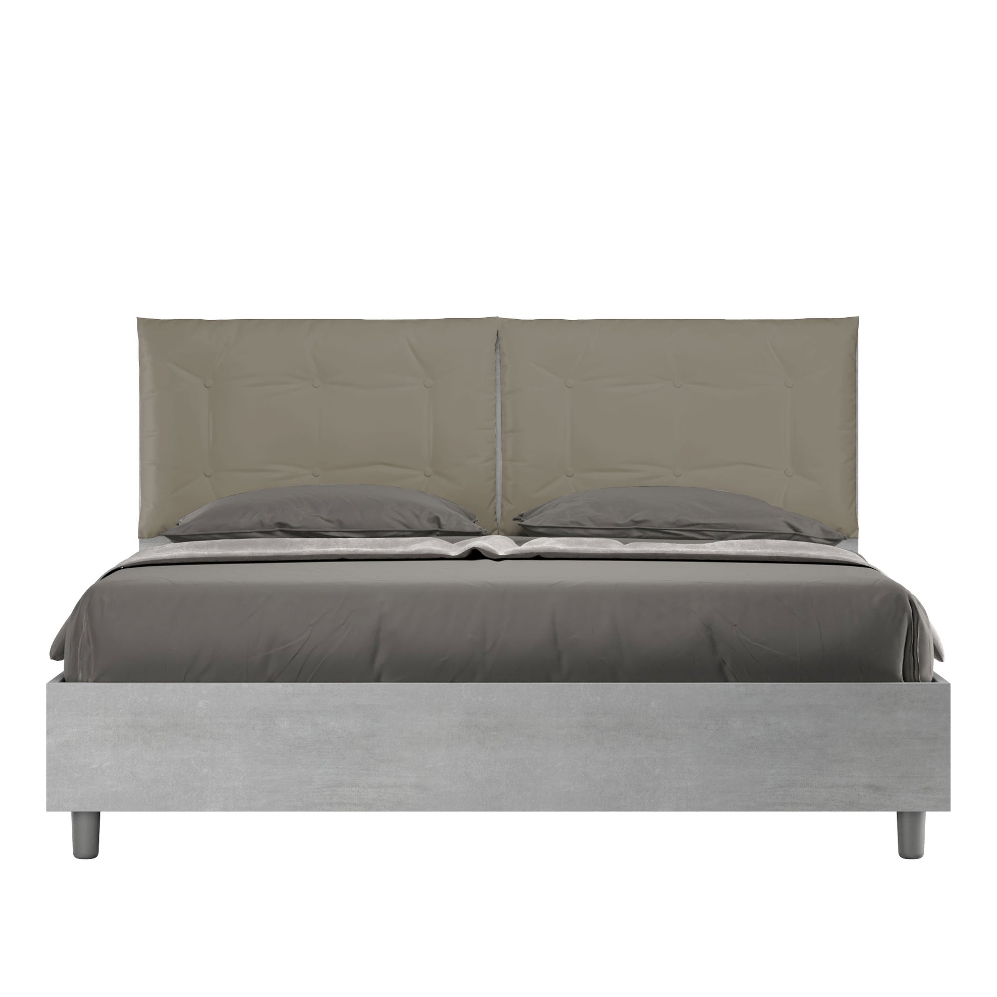 Letto Eco Annalisa Cemento Testata Cappuccino - vista sfondo bianco