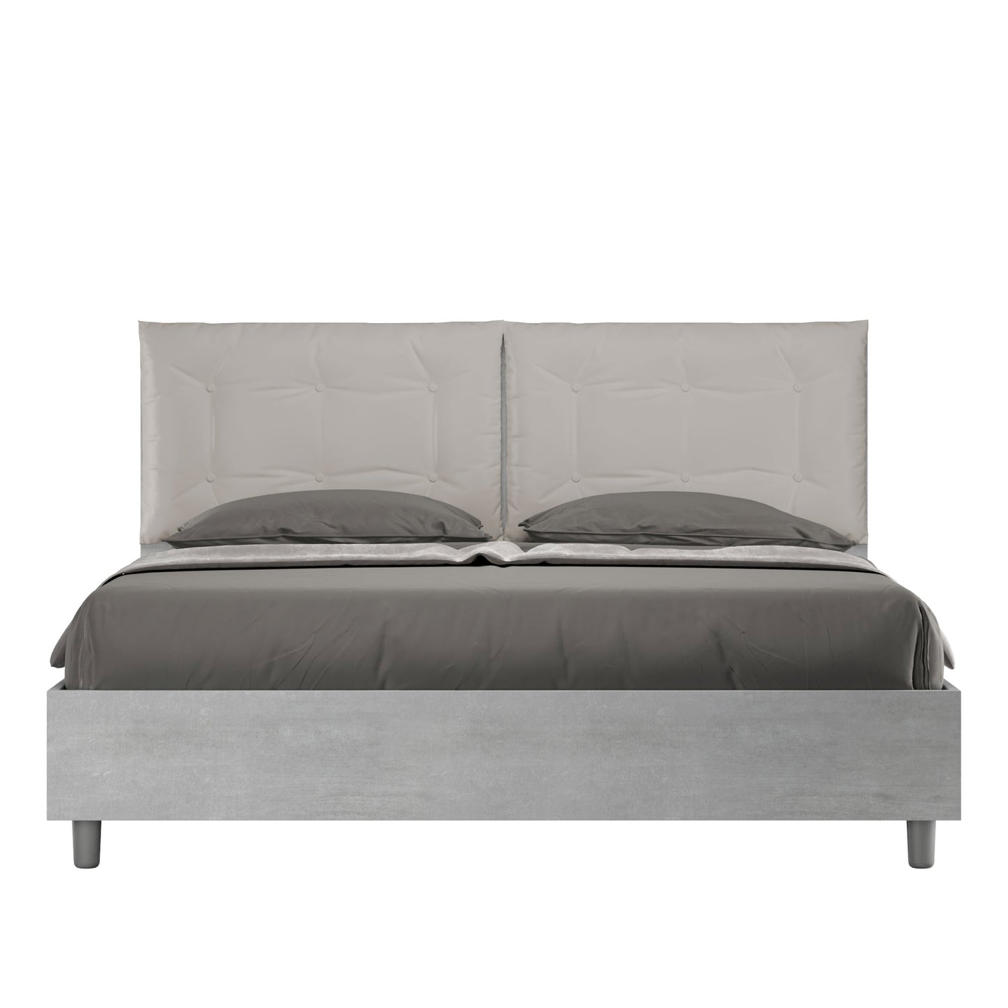 Letto Eco Annalisa Cemento Testata Tortora - vista sfondo bianco