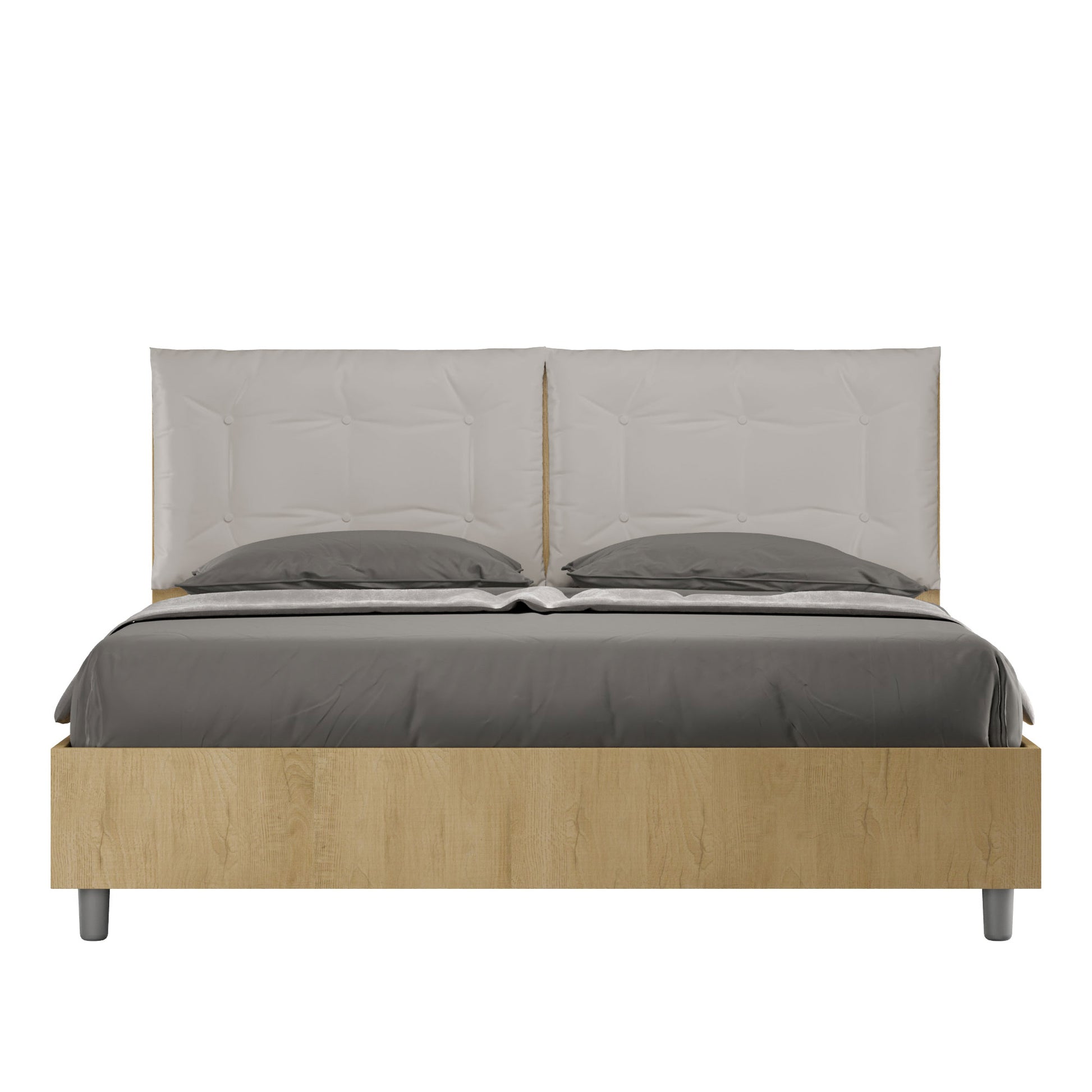 Letto Eco Annalisa Quercia Testata Tortora - vista sfondo bianco