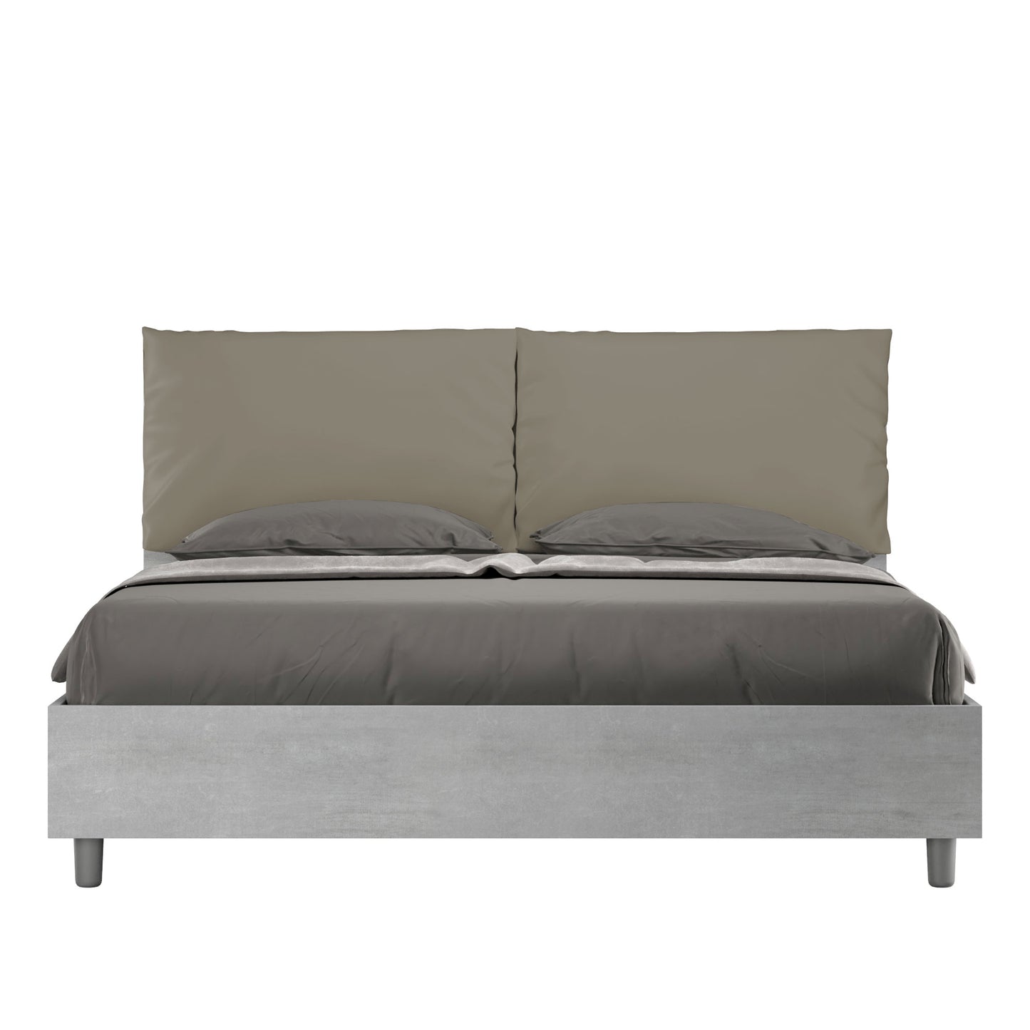 Letto Eco Antea Cemento Testata Cappuccino - vista sfondo bianco