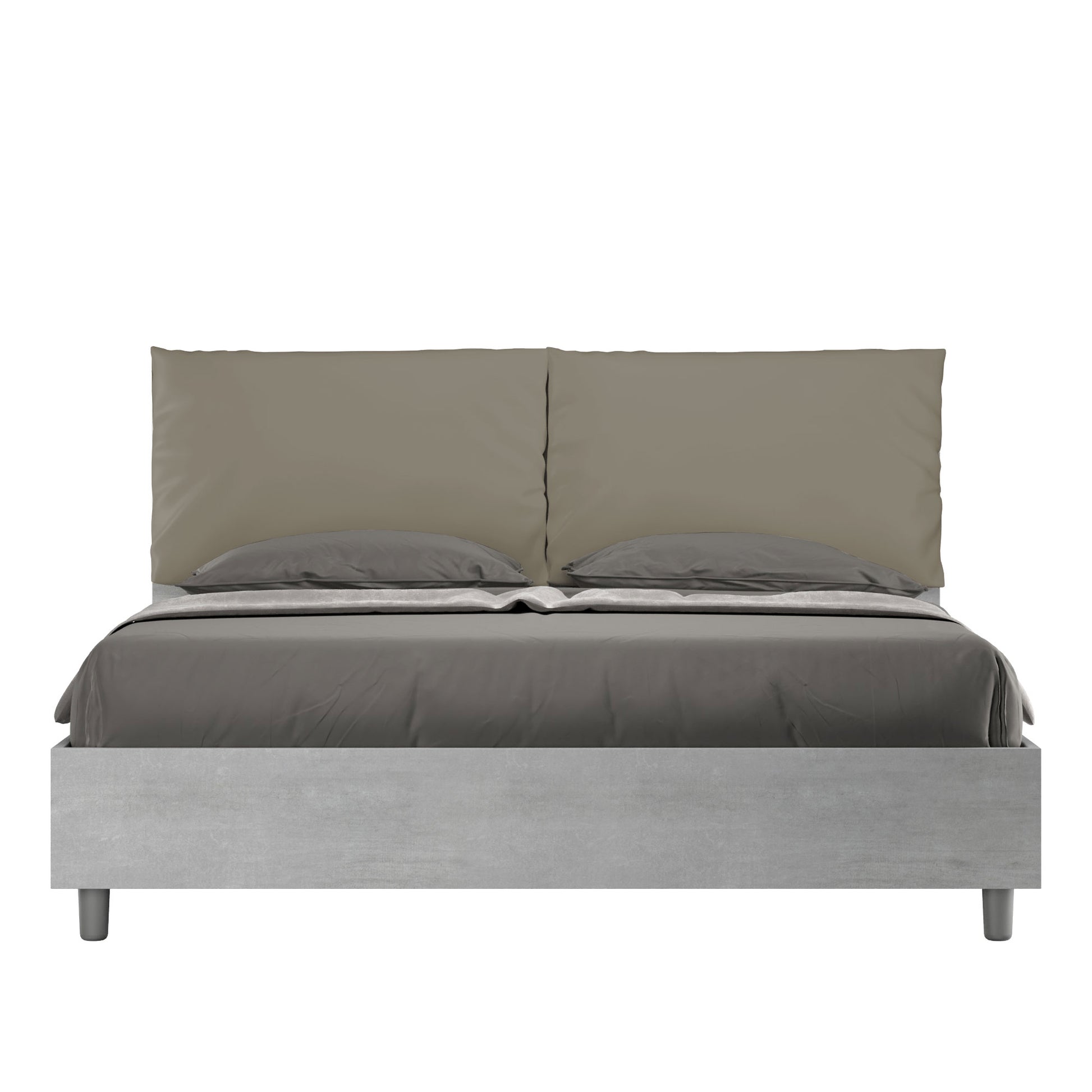Letto Eco Antea Cemento Testata Cappuccino - vista sfondo bianco