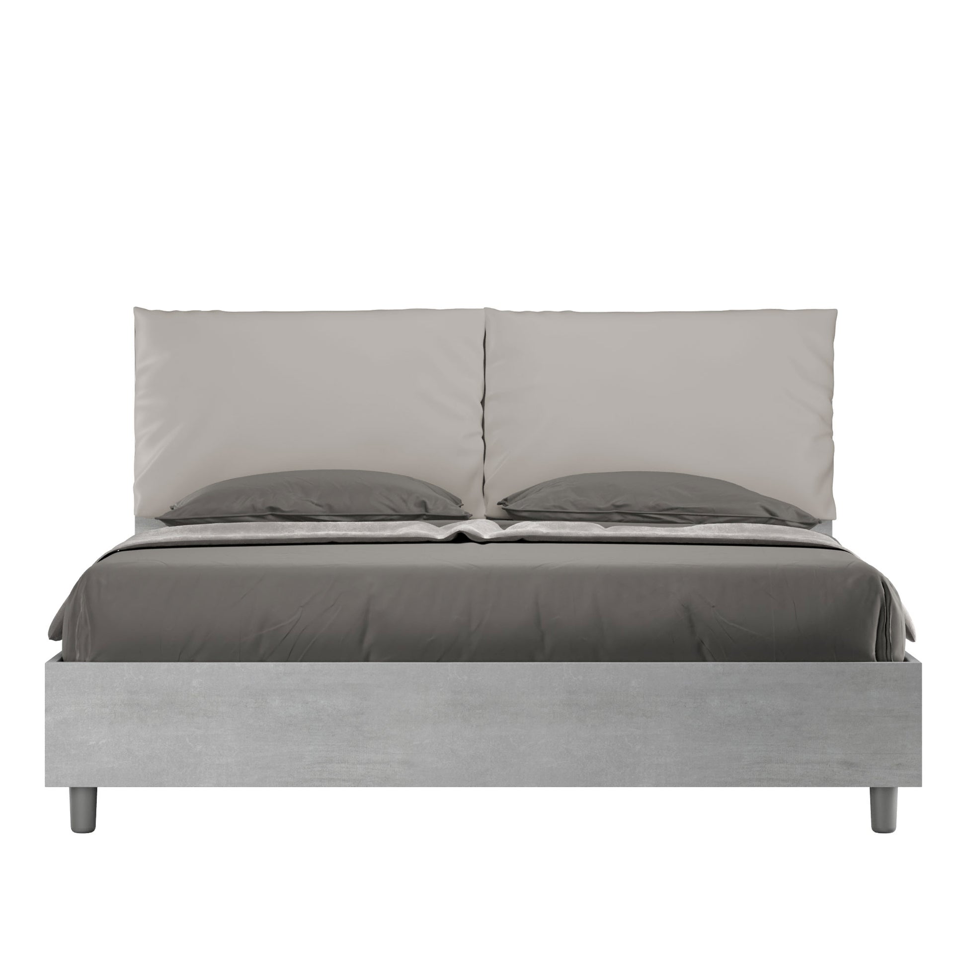 Letto Eco Antea Cemento Testata Tortora - vista sfondo bianco