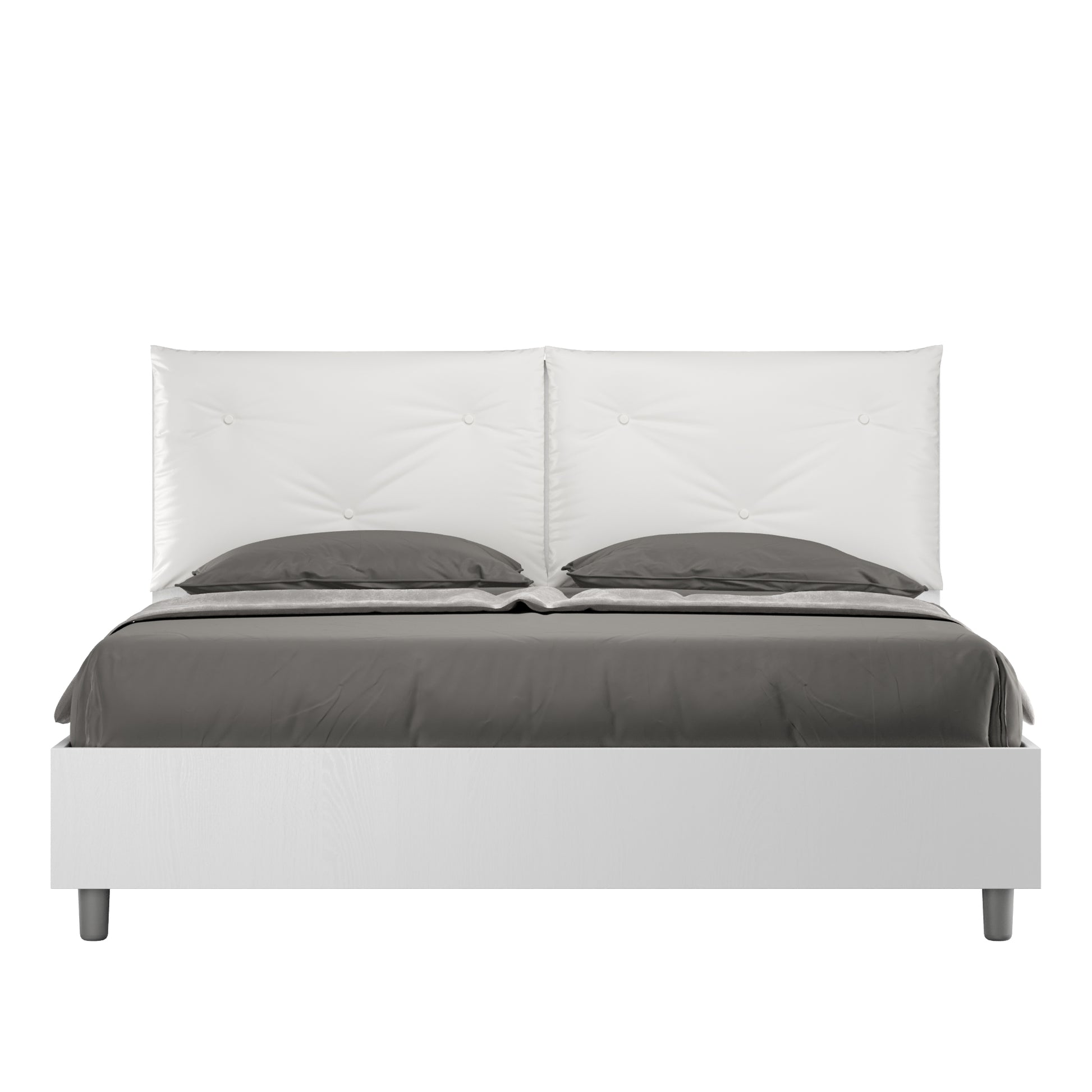 Letto Eco Appia Bianco Frassino Testata Bianco - vista sfondo bianco
