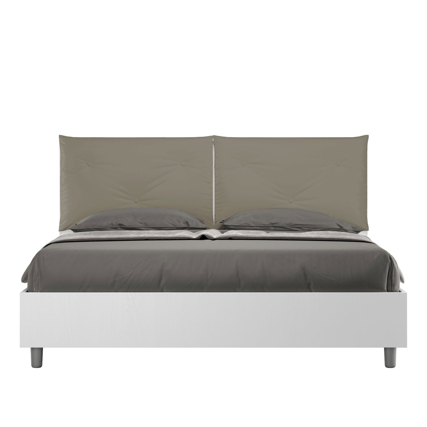 Letto Eco Appia Bianco Frassino Testata Cappuccino - vista sfondo bianco