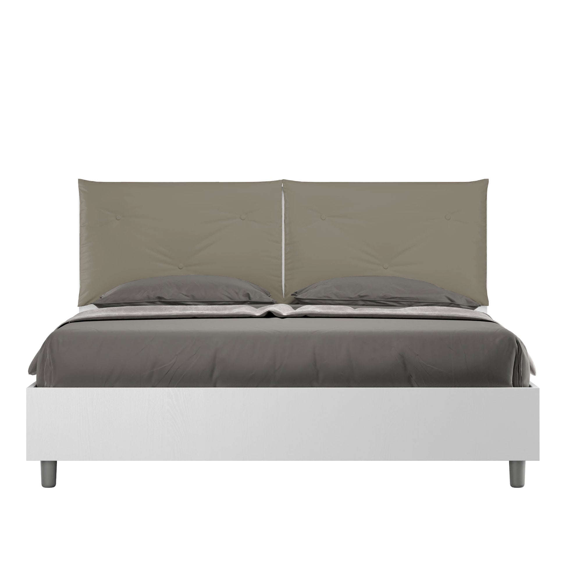 Letto Eco Appia Bianco Frassino Testata Cappuccino - vista sfondo bianco