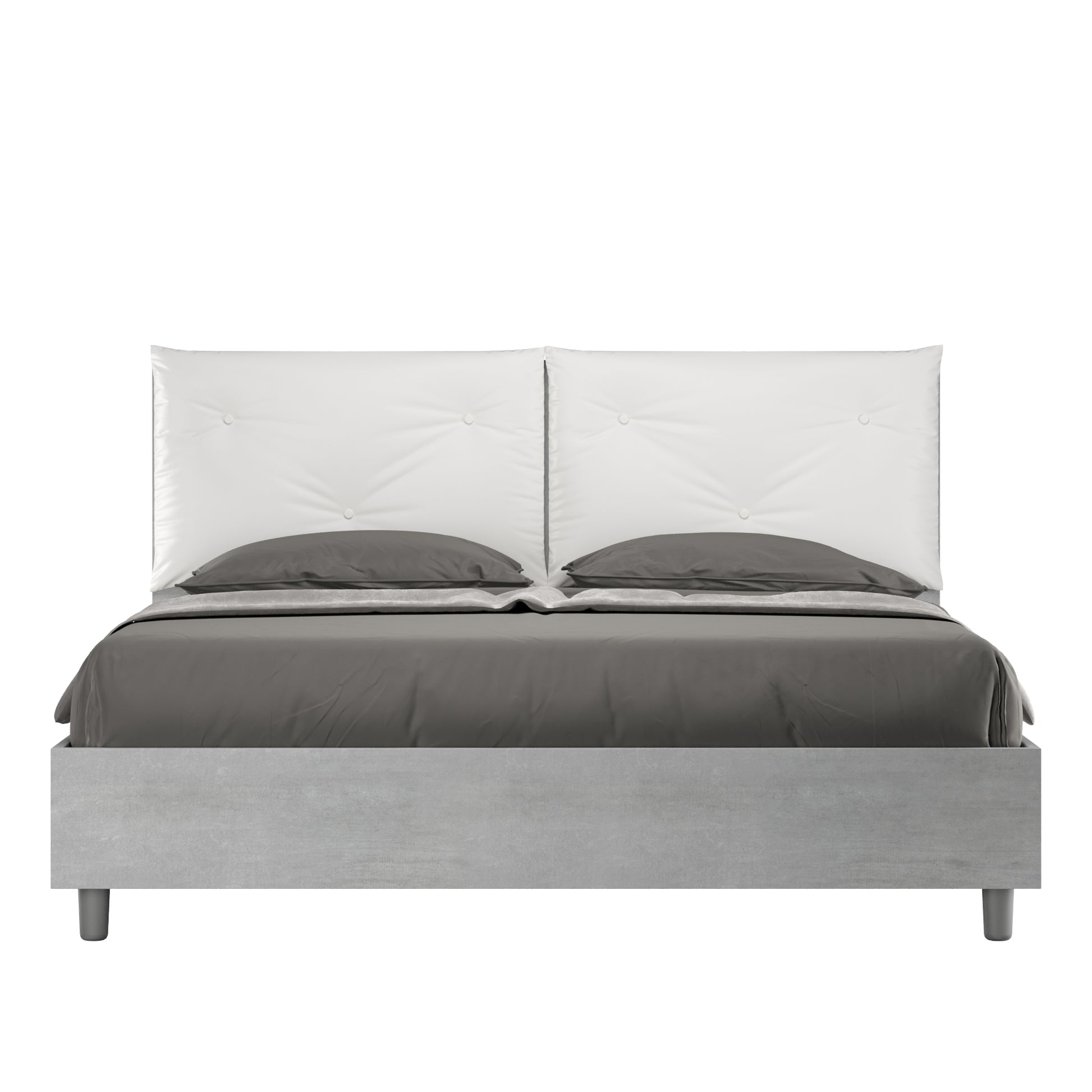 Letto Eco Appia Cemento Testata Bianco - vista sfondo bianco