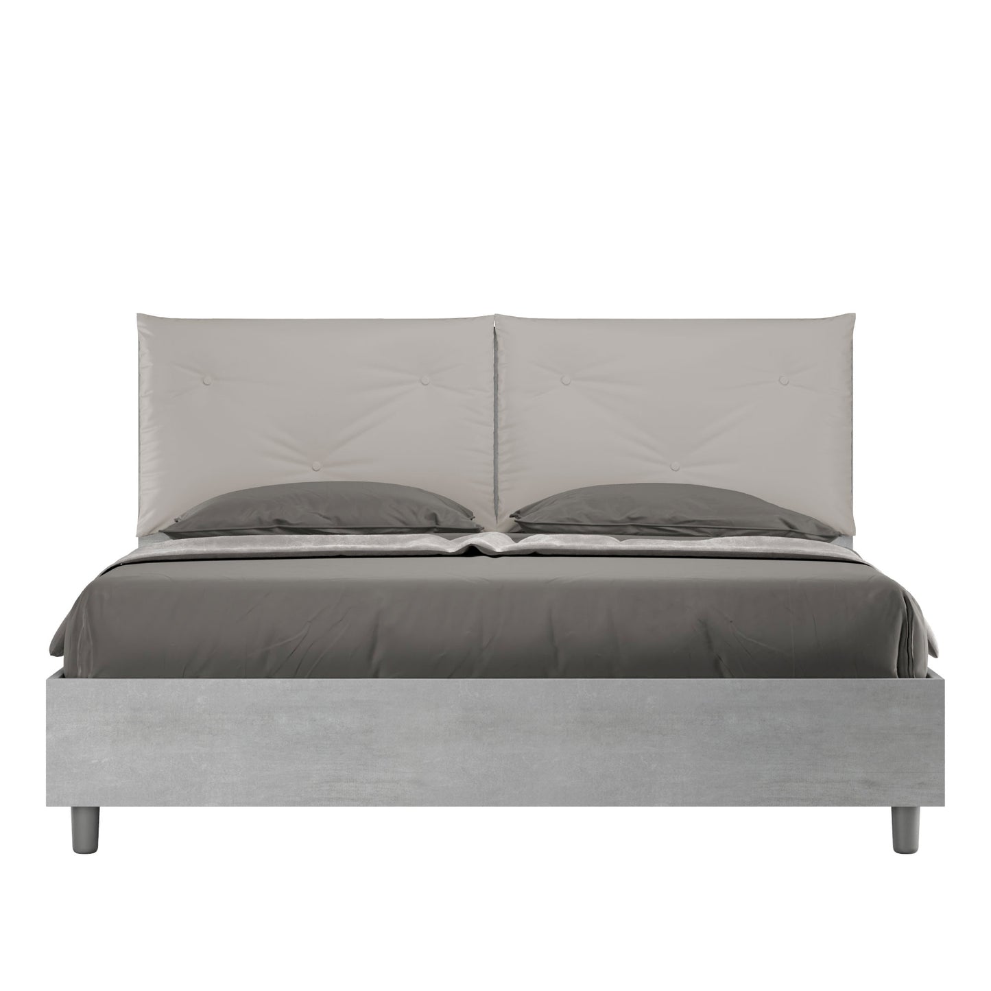 Letto Eco Appia Cemento Testata Tortora - vista sfondo bianco