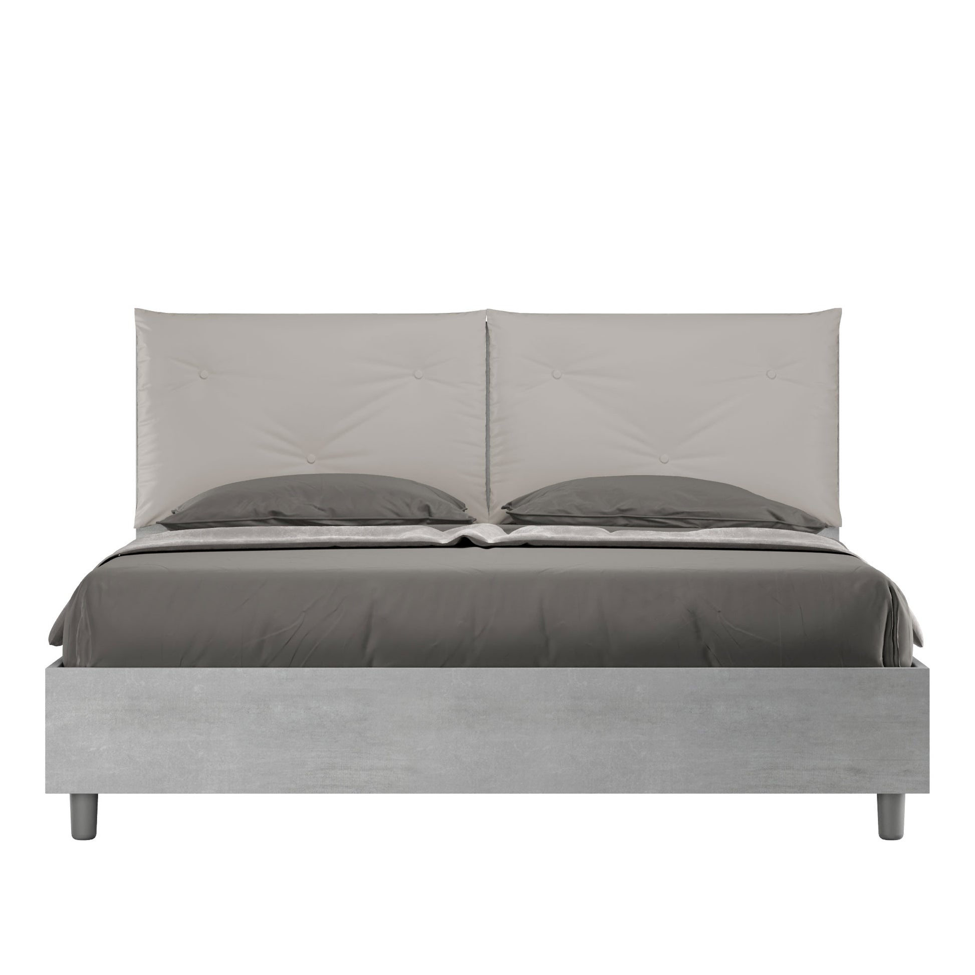 Letto Eco Appia Cemento Testata Tortora - vista sfondo bianco