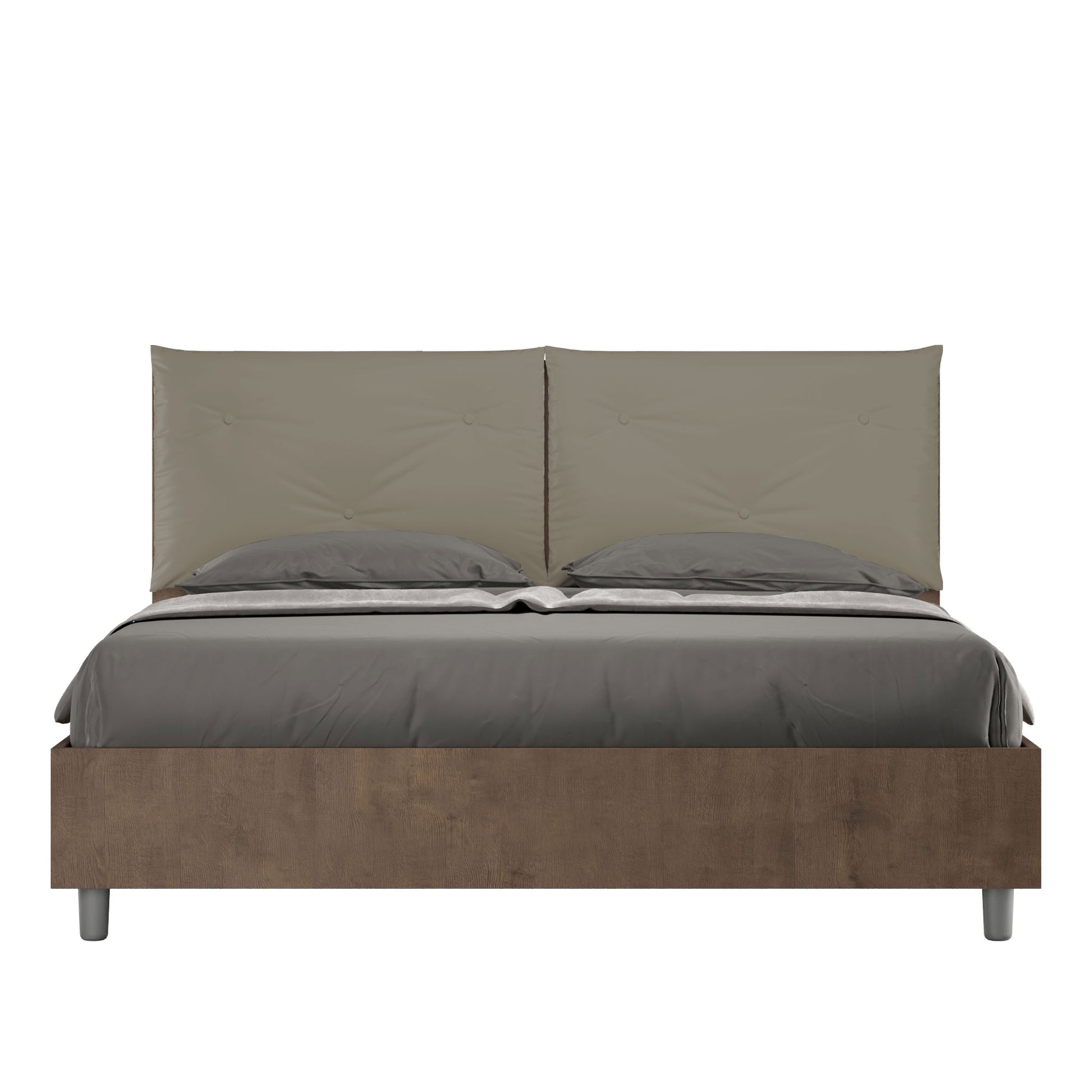 Letto Eco Appia Noce Testata Cappuccino - vista sfondo bianco