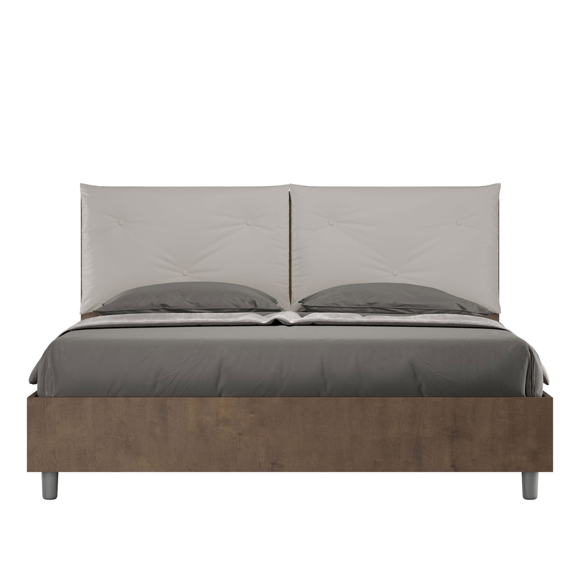 Letto Eco Appia Noce Testata Tortora - vista sfondo bianco