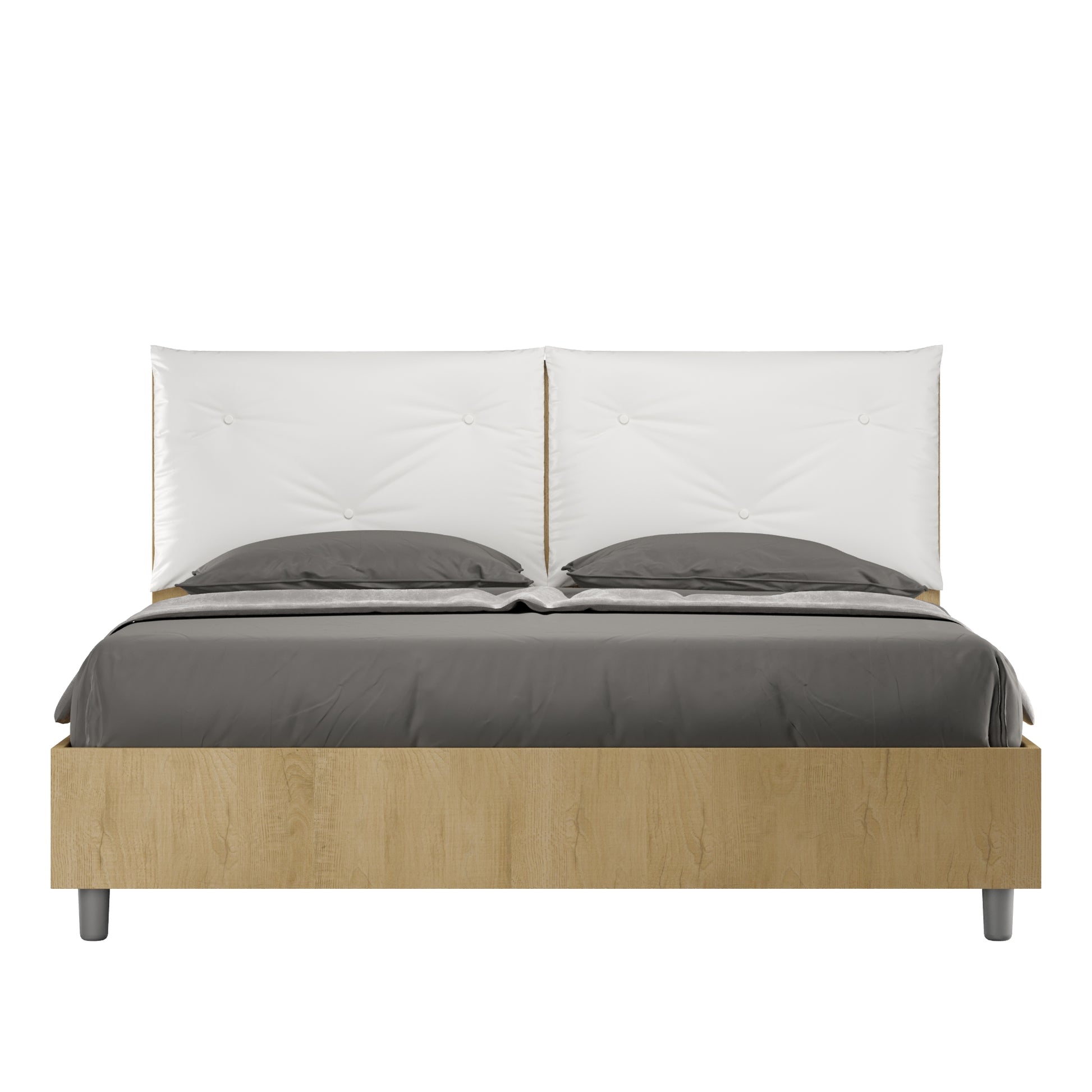 Letto Eco Appia Quercia Testata Bianco - vista sfondo bianco