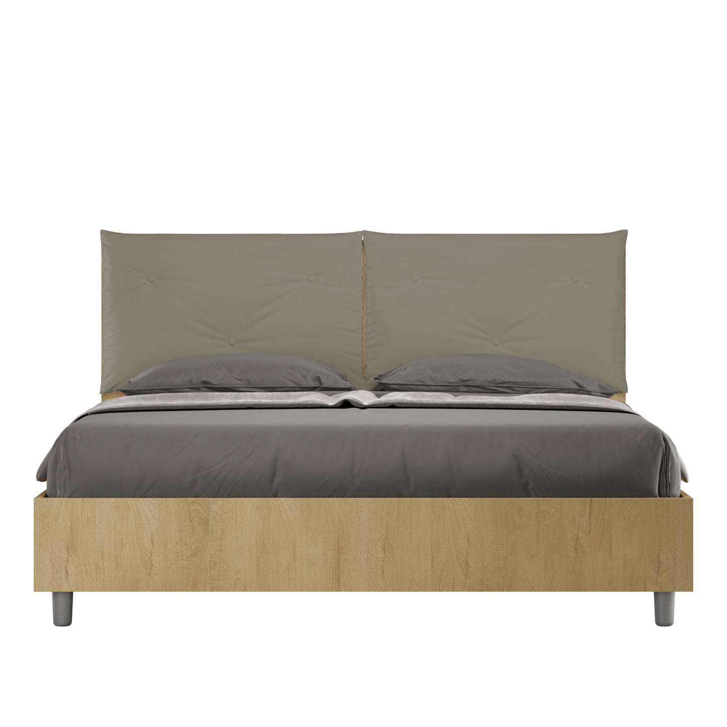 Letto Eco Appia Quercia Testata Cappuccino - vista sfondo bianco