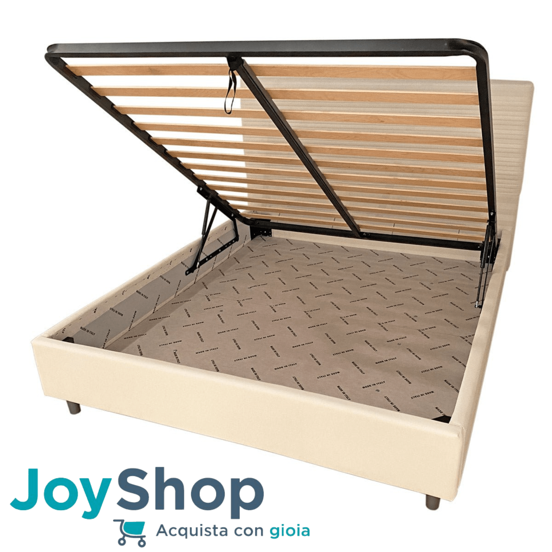 Letto Piazza e Mezzo Tessuto Cappuccino con Testata Trapuntata – Giroletto, Contenitore o con Rete | AGATA - 120x190 Piazza e mezzo standard - JoyShop Materassi