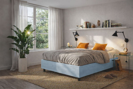 Letto Scrigno Azzurro – Contenitore Imbottito, Testata a Scelta - JoyShop Materassi 2