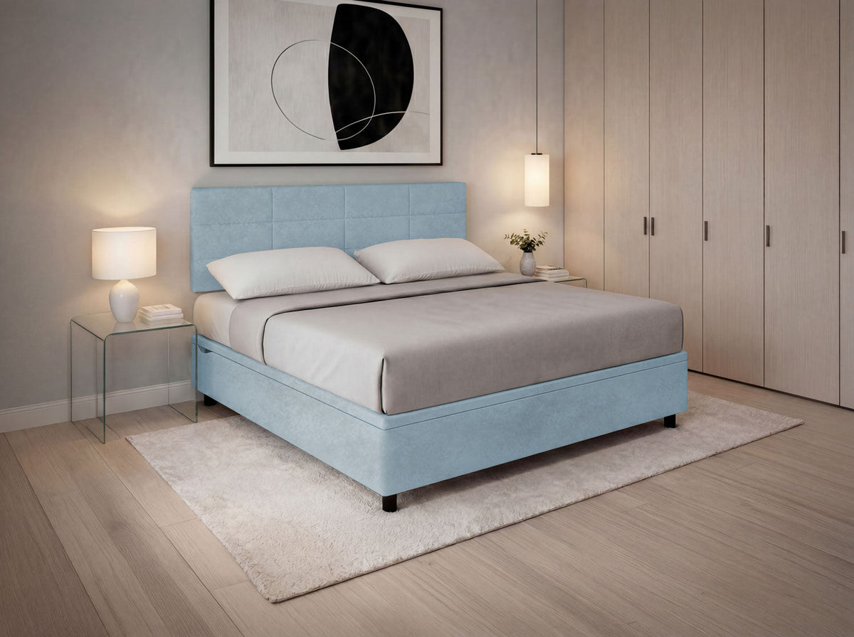 Letto Scrigno Azzurro – Contenitore Imbottito, Testata a Scelta - JoyShop Materassi 9