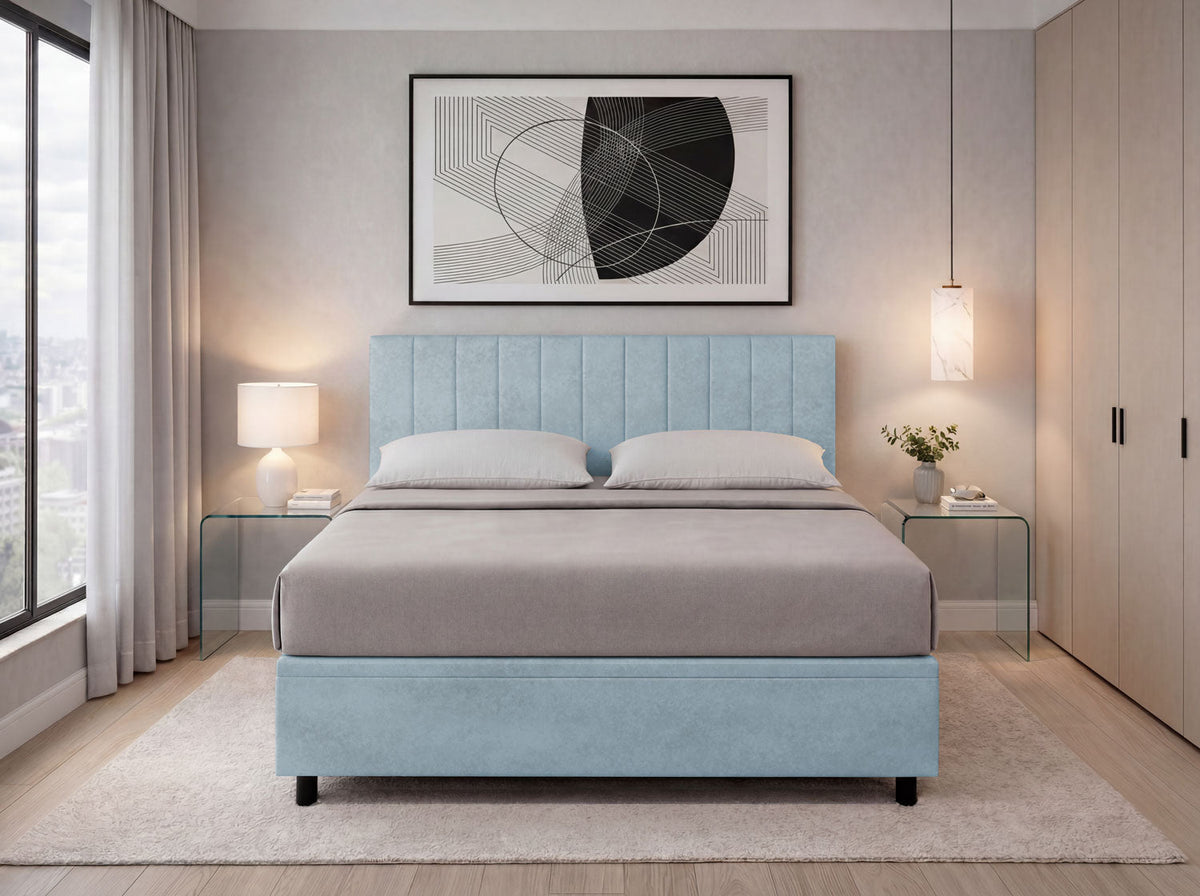 Letto Scrigno Azzurro – Contenitore Imbottito, Testata a Scelta - JoyShop Materassi 4