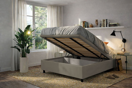 Letto Scrigno Cappuccino – Contenitore Imbottito, Testata a Scelta - JoyShop Materassi 2