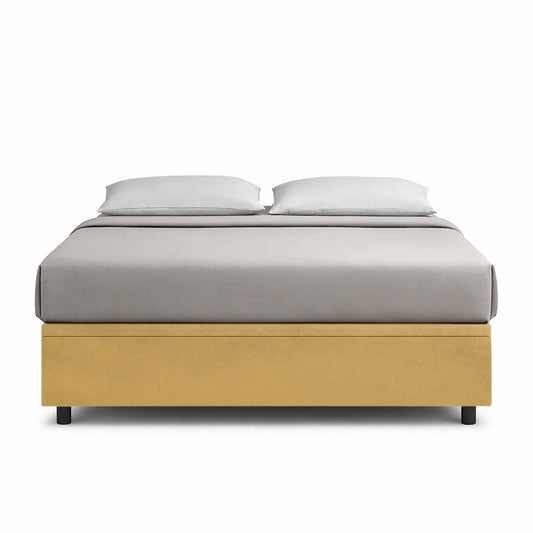 Letto Scrigno Ocra – Contenitore Imbottito, Testata a Scelta - JoyShop Materassi 1