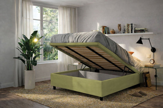 Letto Scrigno Tè Verde – Contenitore Imbottito, Testata a Scelta - JoyShop Materassi 2