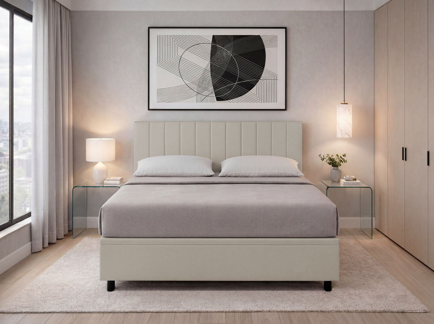 Letto Scrigno Tortora – Contenitore Imbottito, Testata a Scelta - JoyShop Materassi 4