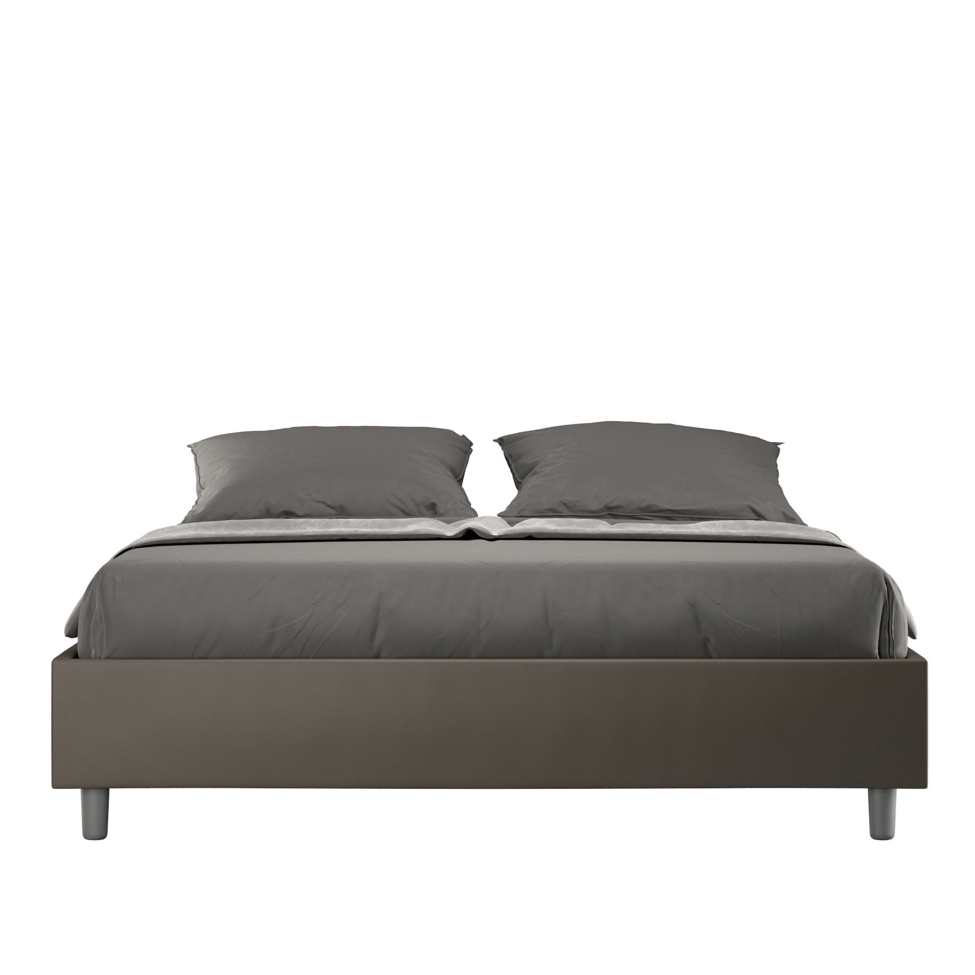 Letto sin cabecera a elección, con contenedor o con somier de lamas Similpelle Cappuccino - 80x190 Individual estándar - JoyShop Colchones