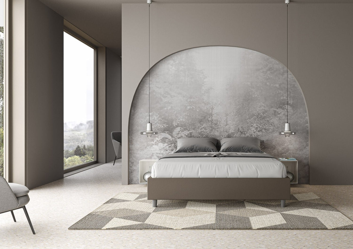 Letto sin cabecera a elección, con contenedor o con somier de lamas Similpelle Cappuccino - 80x190 Individual estándar - JoyShop Colchones