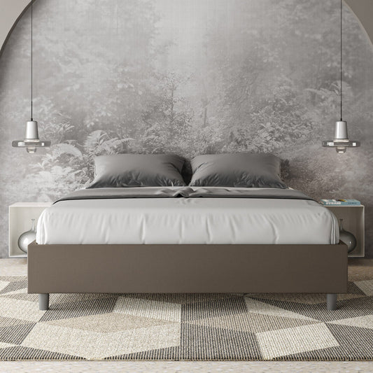 Letto senza Testata a scelta giroletto, contenitore o con rete a doghe Similpelle Cappuccino - 80x190 Singolo standard - JoyShop Materassi