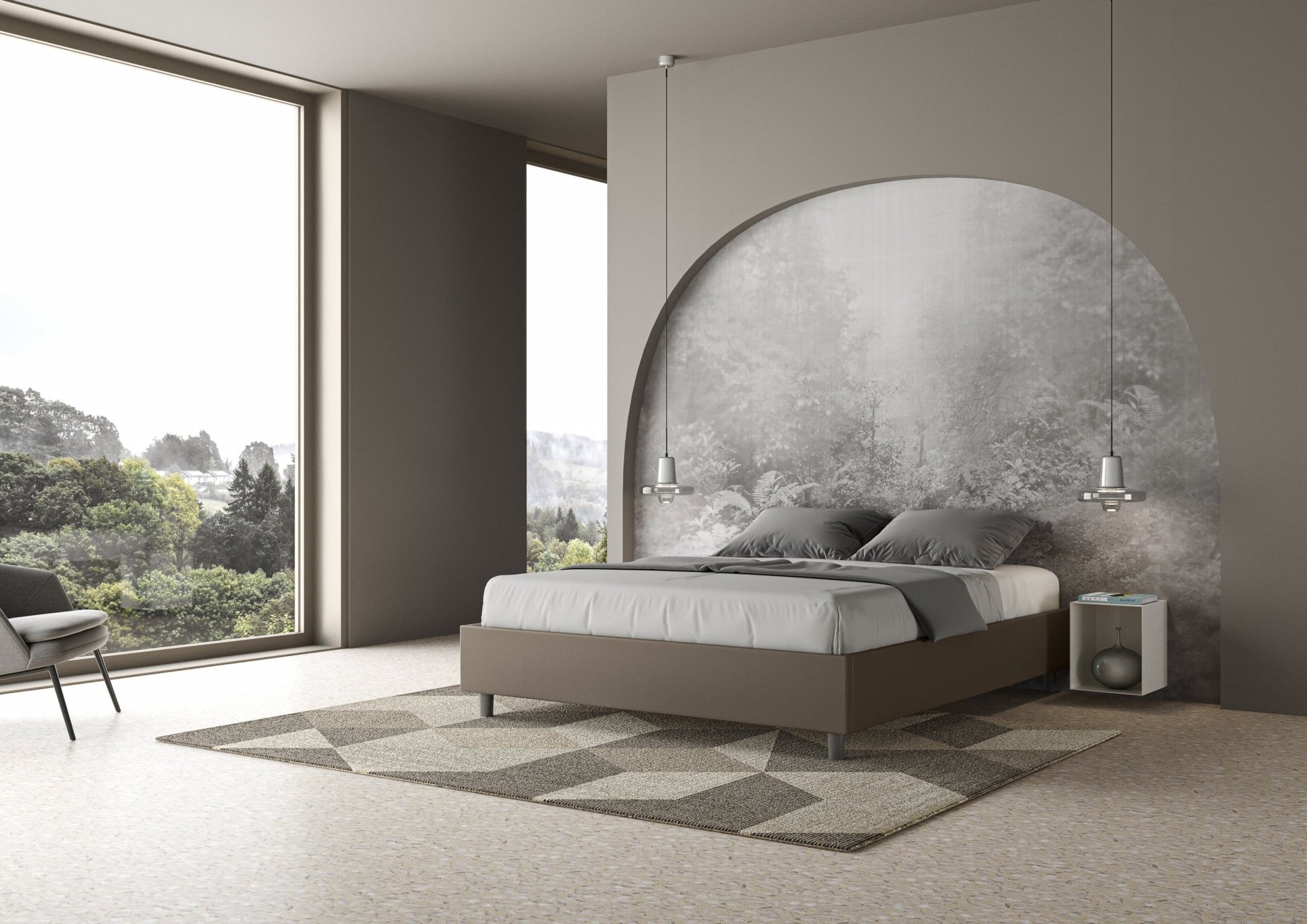 Letto sin cabecera a elección, con contenedor o con somier de lamas Similpelle Cappuccino - 80x190 Individual estándar - JoyShop Colchones