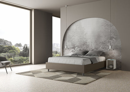 Letto sin cabecera a elección, con contenedor o con somier de lamas Similpelle Cappuccino - 80x190 Individual estándar - JoyShop Colchones