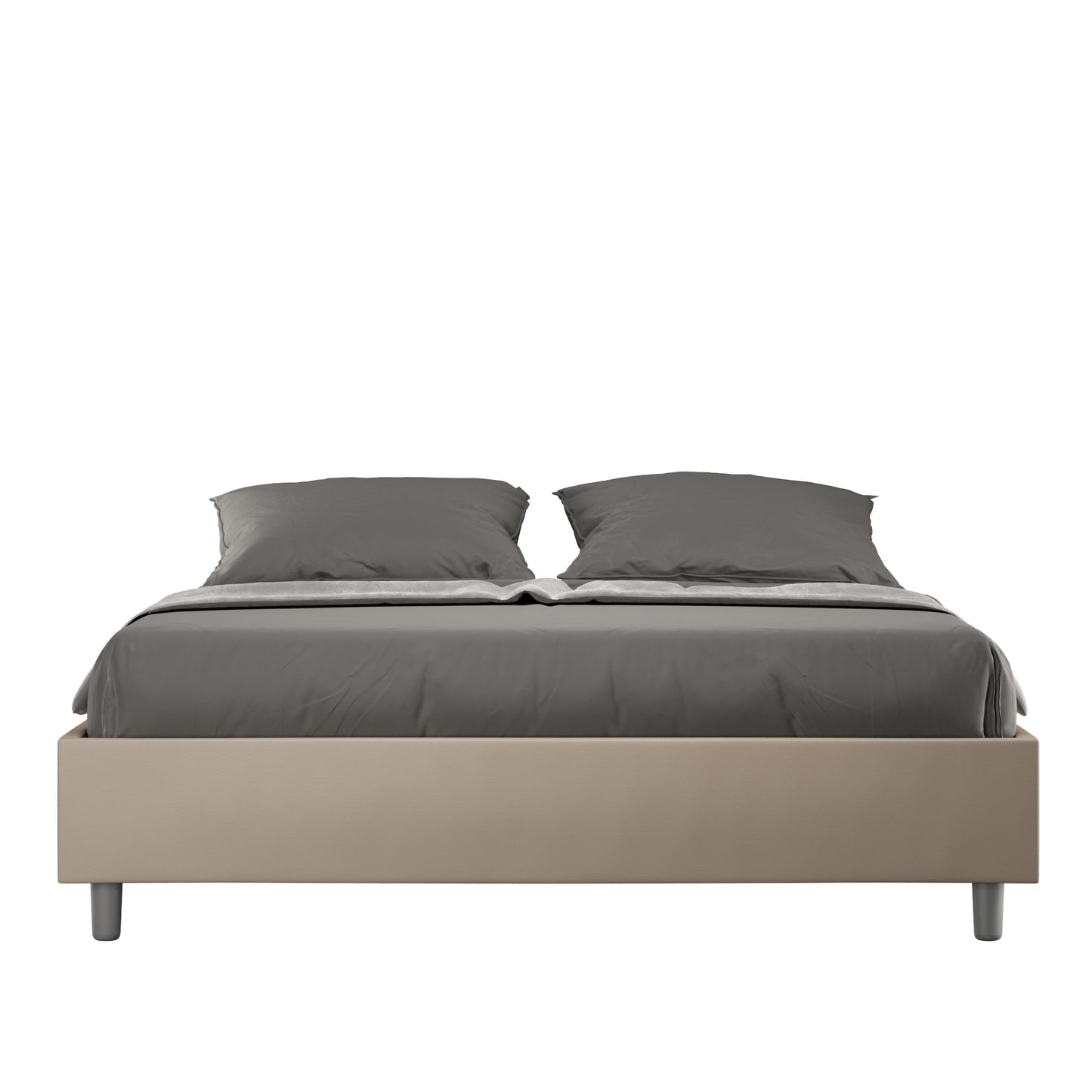 Letto sin cabecera a elección, con contenedor o con somier de lamas Similpelle Tortora - 80x190 Individual estándar - JoyShop Colchones
