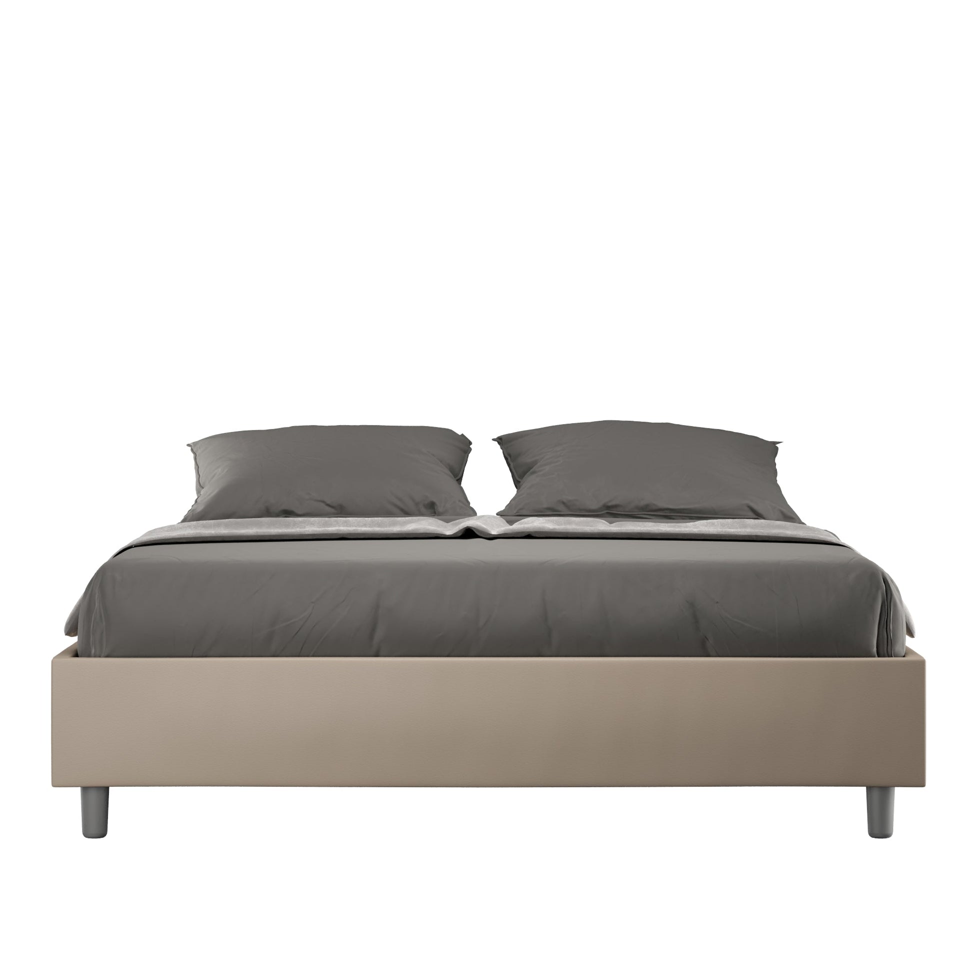 Letto sin cabecera a elección, con contenedor o con somier de lamas Similpelle Tortora - 80x190 Individual estándar - JoyShop Colchones