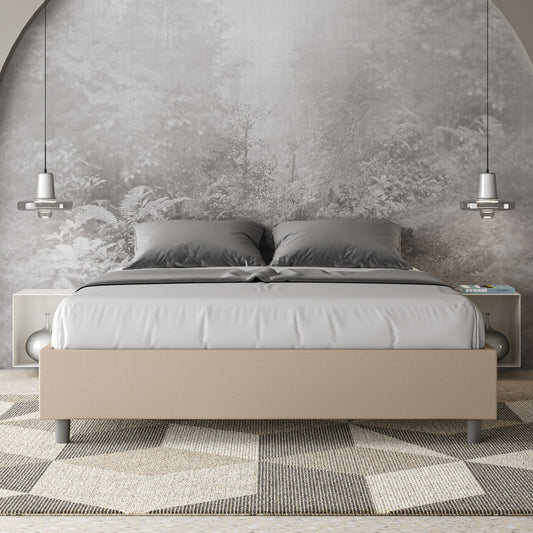 Letto senza Testata a scelta giroletto, contenitore o con rete a doghe Similpelle Tortora - 80x190 Singolo standard - JoyShop Materassi