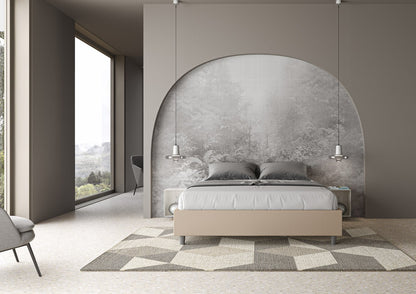 Letto sin cabecera a elección, con contenedor o con somier de lamas Similpelle Tortora - 80x190 Individual estándar - JoyShop Colchones
